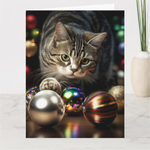 Tarjeta de saludo CAT de TABBY CUTE navidades