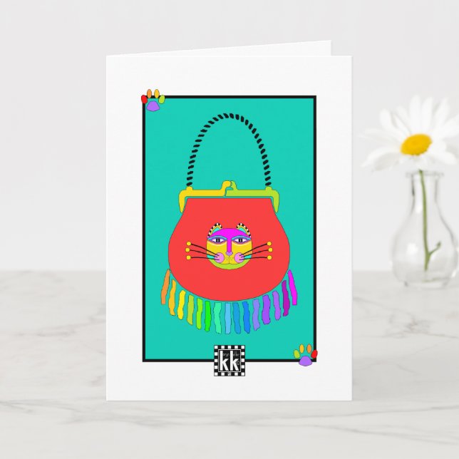 Tarjeta de saludo Cat Purse (Planta pequeña)