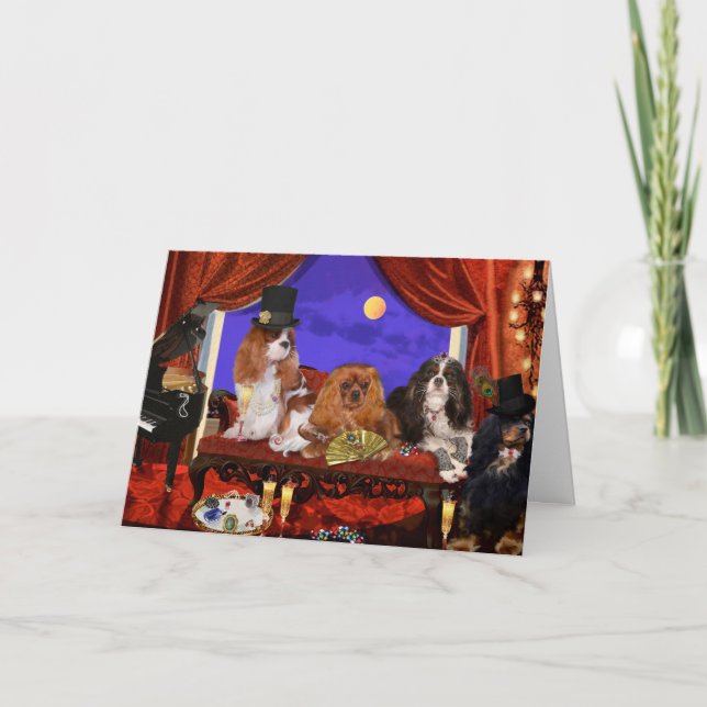 Tarjeta de saludo Cavalier King Charles Fiesta (Anverso)