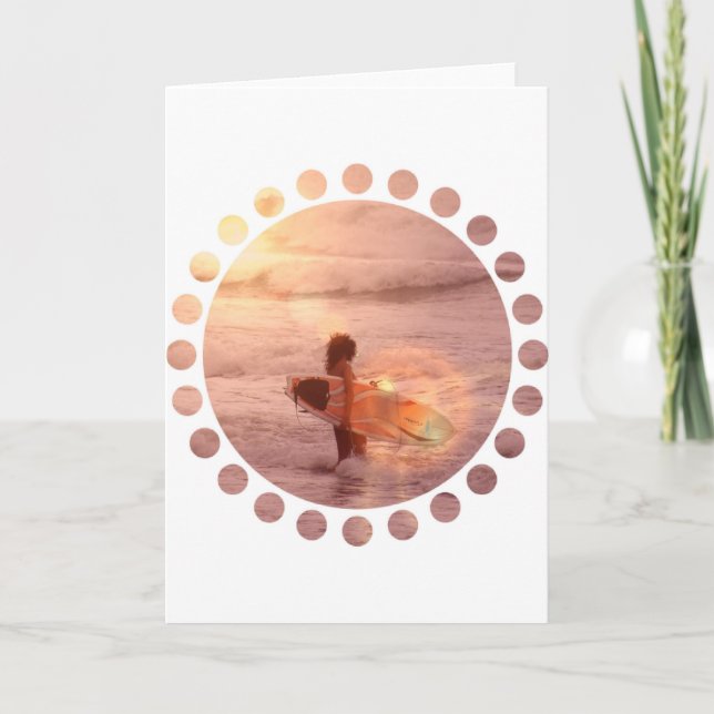 Tarjeta de saludo Chica Surfer (Anverso)
