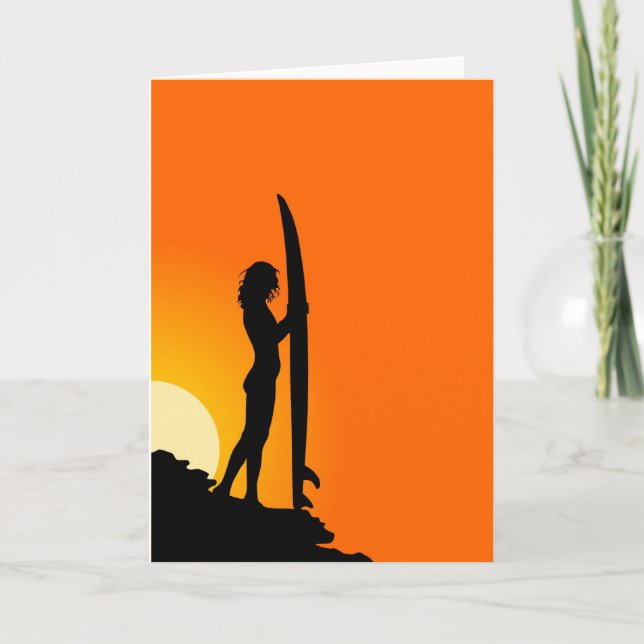 Tarjeta de saludo Chica Surfer (Anverso)