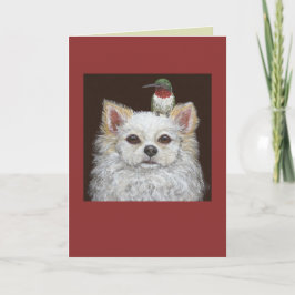 Tarjeta de saludo chihuahua de pelo largo