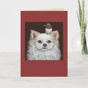 Tarjeta de saludo chihuahua de pelo largo