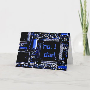 Tarjeta de saludo Circuit Blue 2 'no.1 dad'