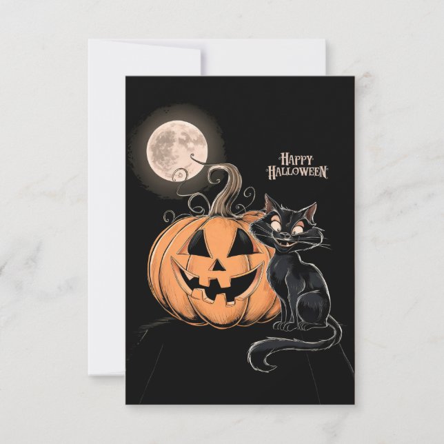 Tarjeta de saludo clásica feliz de Halloween #1 (Anverso)