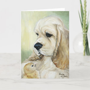Tarjeta de saludo "Cocker Spaniel & Chick"