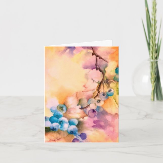 Tarjeta de saludo color azul-azul-pintada a mano (Anverso)