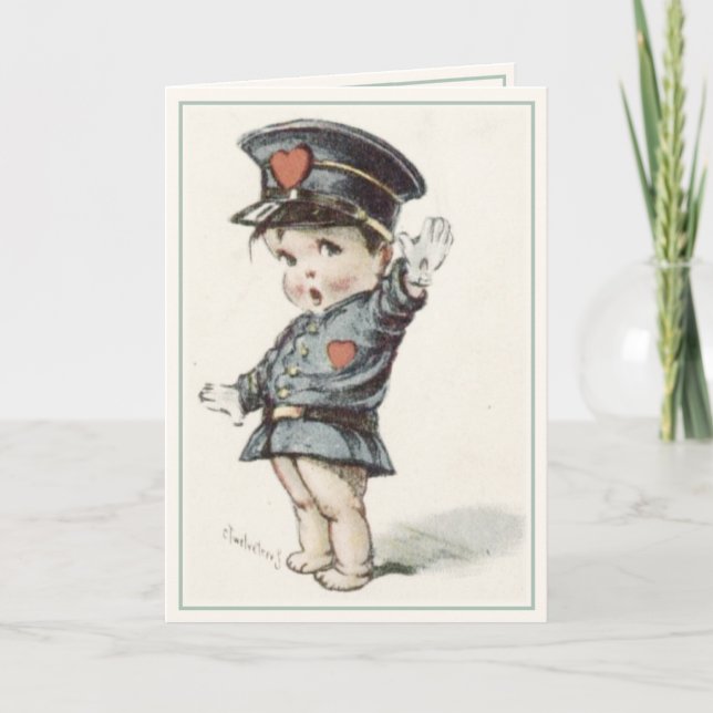 Tarjeta de saludo con bebé de la policía de amor i (Anverso)
