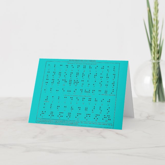 Tarjeta de saludo con diseño alfabético en Braille (Anverso)