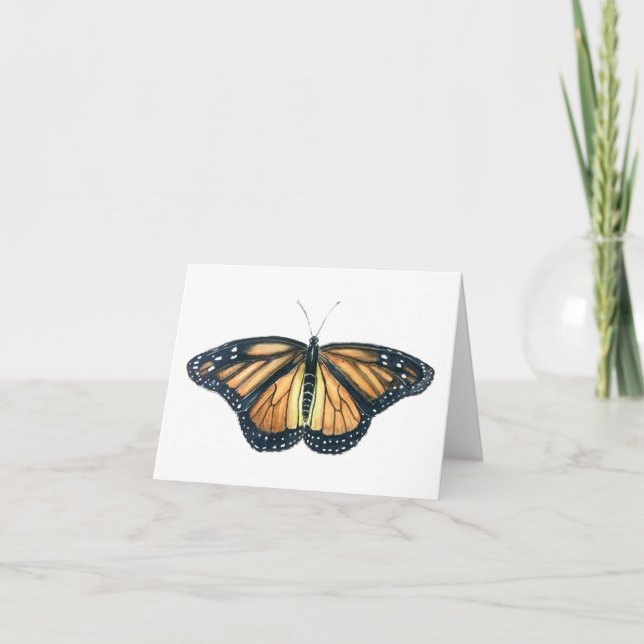 Tarjeta de saludo con diseño de mariposa monarca (Anverso)