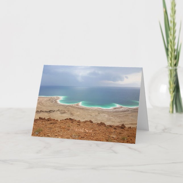 Tarjeta de saludo con fotografía del mar Muerto (Anverso)