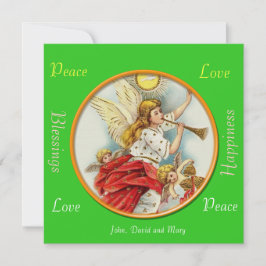 Tarjeta de saludo con fotos verdes de los navidade