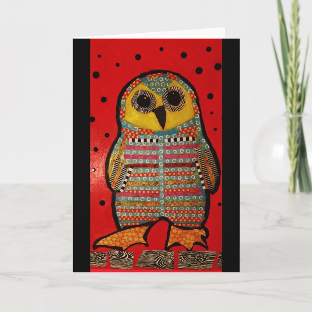 Tarjeta de saludo con lechuza Hoot (Anverso)