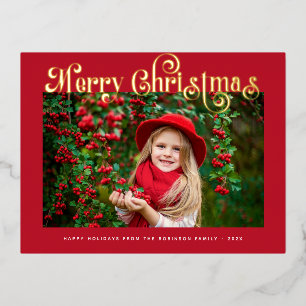 tarjeta de saludo con letras de oro de navidad