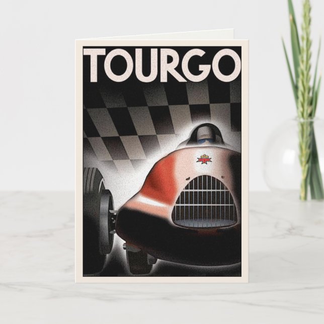 Tarjeta de saludo con Poster de Carreras de motor  (Anverso)