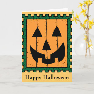 Tarjeta de saludo con sello de calabaza