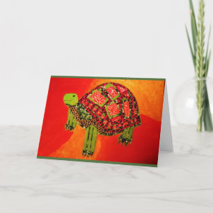 Tarjeta de saludo con tortuga brillante