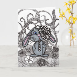 Tarjeta de saludo Conejito Bunny Zen Doodle Mono A