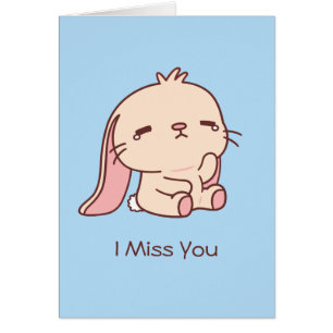 Tarjeta de saludo Conejito Triste Adorable Te Extr