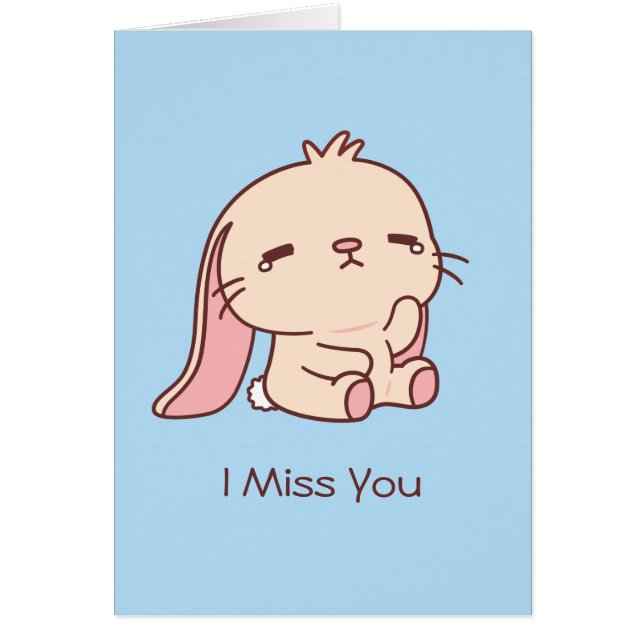 Tarjeta de saludo Conejito Triste Adorable Te Extr (Frente)