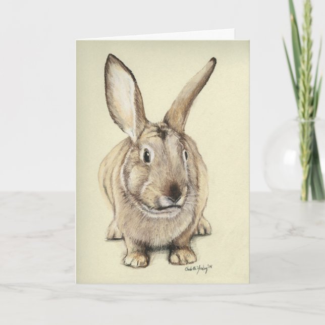 Tarjeta de saludo "Conejo Marrón" Conejo de Arte A (Anverso)