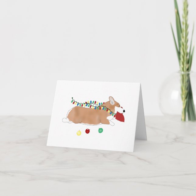 Tarjeta de saludo Corgi Navidades (Anverso)