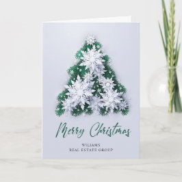 Tarjeta de saludo corporativa de Navidad con copos