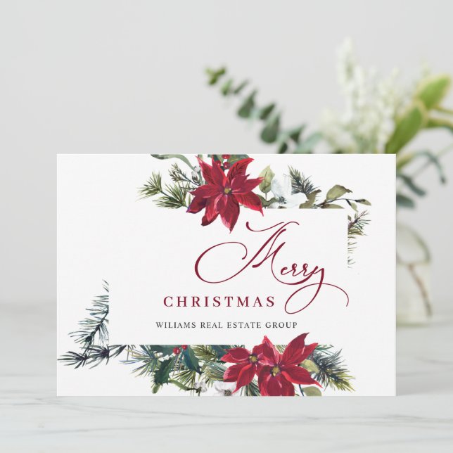 Tarjeta de saludo corporativa de Navidad con Poins (Anverso de pie)