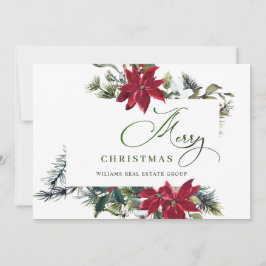 Tarjeta de saludo corporativa de Navidad con Poins