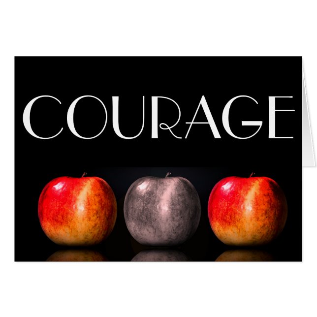 Tarjeta de saludo "COURAGE" de manzanas (Anverso (Horizontal))