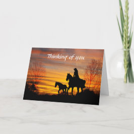 Tarjeta de saludo Cowgirl Sunset Horseback Ride