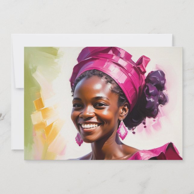 Tarjeta de saludo Cumpleaños de la Mujer Africana  (Anverso)