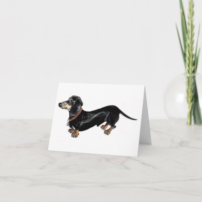 tarjeta de saludo dachshund de 'perro largo' (Anverso)