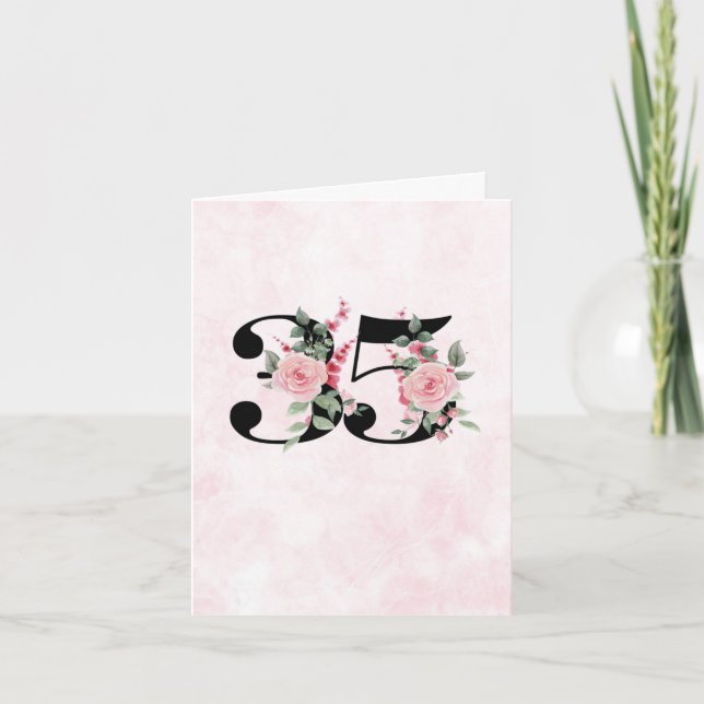 Tarjeta de saludo de 35 años - Pareja floral 35 (Anverso)