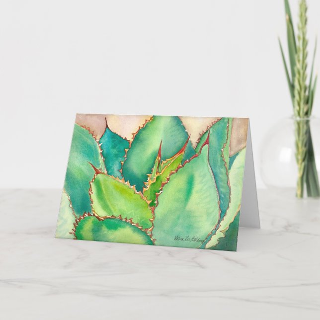 Tarjeta de saludo de acuarela Agave #2 (Anverso)