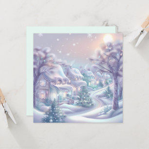 Tarjeta de saludo de aldea para Navidades de ensue