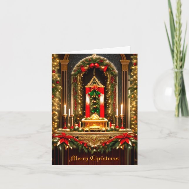 Tarjeta de saludo de Altar de la Iglesia navidad (Anverso)