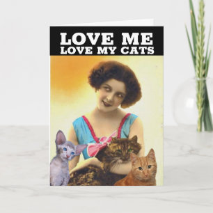 TARJETA DE SALUDO DE AMA DE CASA RETRO CON GATO
