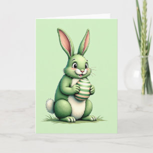Tarjeta de saludo de amigo conejo verde