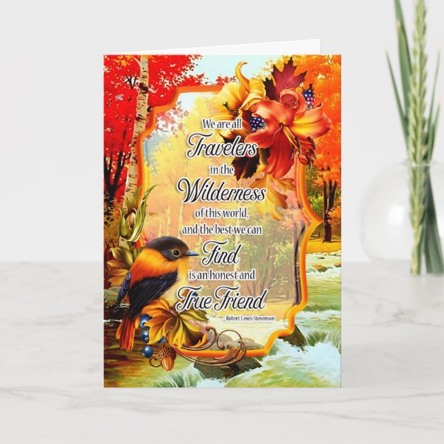 Tarjeta de saludo de amistad de otoño (Anverso)