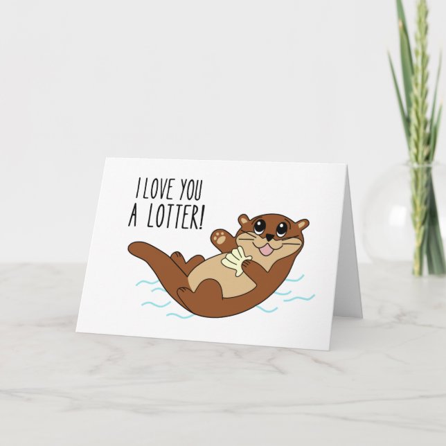 Tarjeta de saludo de amor de nutria linda (Anverso)