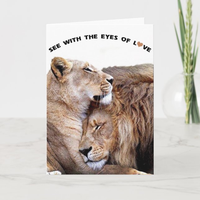 Tarjeta de saludo de amor (par de leones) (Anverso)