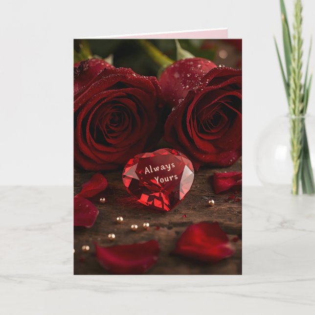Tarjeta de saludo de amor romántico de rosa roja (Anverso)