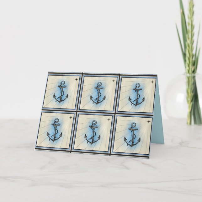 tarjeta de saludo de anclaje náutico (Anverso)