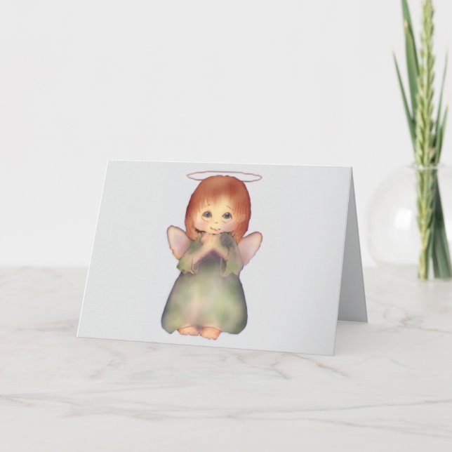 Tarjeta de saludo de Ángel de Oración Cute (Anverso)