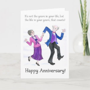 Tarjeta de saludo de aniversario para pareja mayor