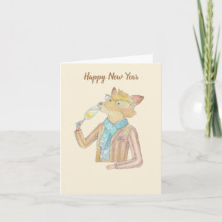 Tarjeta de saludo de Año Nuevo de Fox y Sparkling