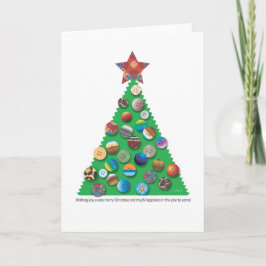 Tarjeta de saludo de árbol botón navidades