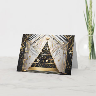 tarjeta de saludo de árbol de navidad art deco