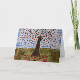 Tarjeta de saludo de árbol de otoño